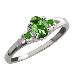   Ct Green Oval Tourmaline and Green Topaz Sterling Silver Ring Jewelry