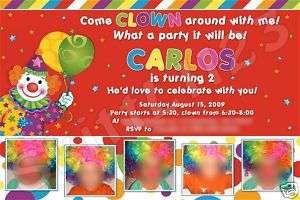 Custom Personalized Clown Invitations  