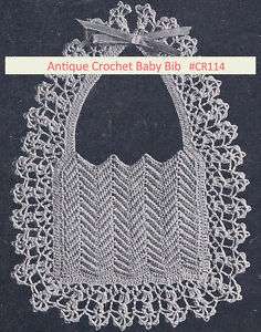 Antique Bib Doll/BABY BIB Crochet Pattern #CR114  