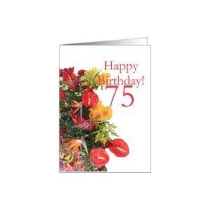  75th birthday red and yellow bouquet Card Toys & Games