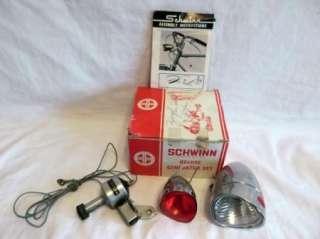 Vintage 1971 Schwinn Bicycle Deluxe Generator Headight Tail light Set 