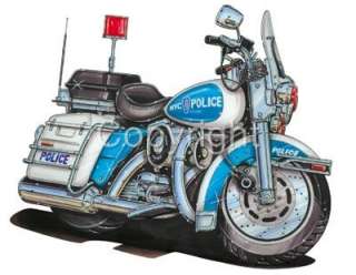 Police Motorcycle Bike NYC Cartoon Tshirt 4928  