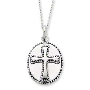  Boldness, Milgrain Cross Necklace in Sterling Silver 