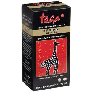 Tega Organic Rooibos Red Tea Herbal Tea, 20 Count Sachets (Pack of 6)