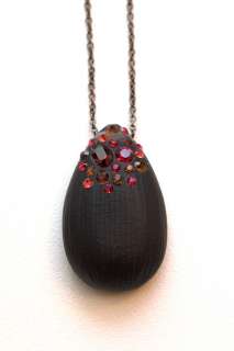   BITTAR Black Lucite Jeweled Teardrop Necklace with Red Crystals $185