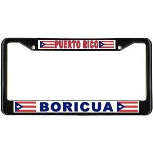 Puerto Rico Boricua Flag Black License Plate Frame Metal 