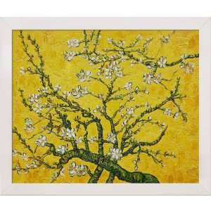   Tree In Blossom Painting with Simply White, Clean Line Wood Frame