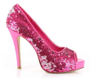   Pink Sequins Platform Peep Toe Pageant Drag Queen Shoes Heels Pumps 10