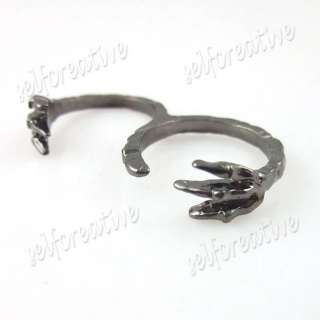 Black Dragon Claw Talon Two Double Finger Ring Size 7/8  