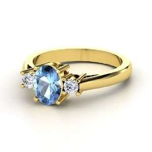  Ashley Ring, Oval Blue Topaz 14K Yellow Gold Ring with 