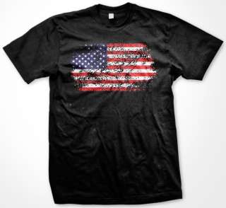 Faded American Flag Mens T shirt American Pride Tattered USA Flag 