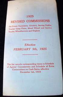 1925 Massey Harris Farm Equipment Parts Extra Dealer Commission 