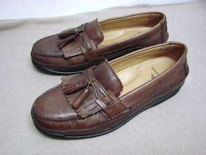 MENS DOCKERS BROWN LEATHER TASSEL SHOES LOAFERS 8.5 WOW  