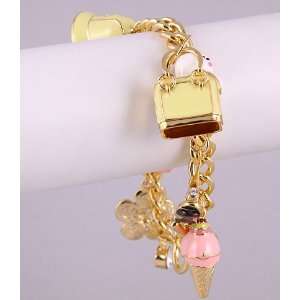  Fashion Jewelry Charm Bracelet with Pattern Gold 