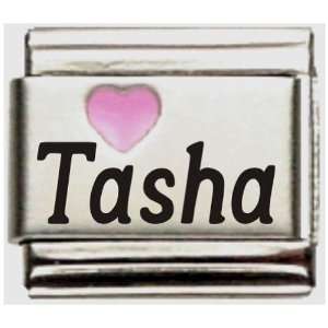  Tasha Pink Heart Laser Name Italian Charm Link Jewelry