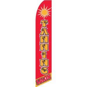 12ft x 2.5ft Tanning Salon Feather Banner Flag Set   INCLUDES 15FT 