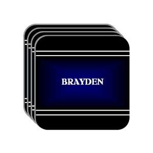 Personal Name Gift   BRAYDEN Set of 4 Mini Mousepad Coasters (black 