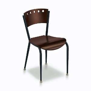  Wood and Metal Break Room Chair Walnut Seat and Back/Black 