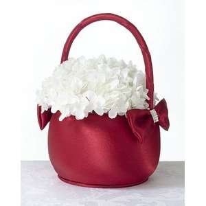    Diamond Satin Flower Basket in Red or Plum 