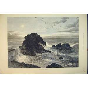   1889 View Lion Rock Guernsey Channel Island Rocks Sea