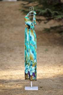 Bohemian Maxi Long Dresses Flowers Beach Sundress Low Cut V neck 