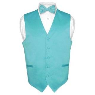 Mens TURQUOISE AQUA BLUE Dress Vest BOWTie Set for Suit or Tuxedo by 