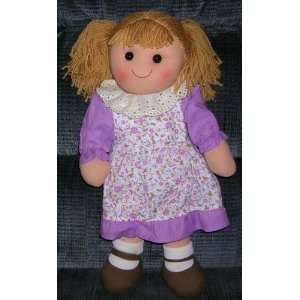    Rag Doll 16 Tall   Blonde Hair   Purple Dress 
