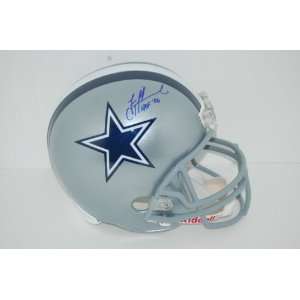 Troy Aikman Signed Helmet with HOF 06 Inscription   Autographed NFL 