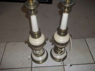 Set of Beautiful Brass Vintage Lenox Lamps 33 Tall  