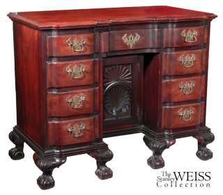 SWC Carved Chippendale style Kneehole Desk, c.1890  
