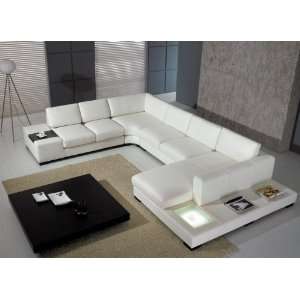  T35 Modern White Leather Sectional Sofa