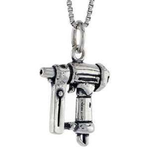  Sterling Silver Nail Gun Pendant, 5/8 in. (16mm) tall 