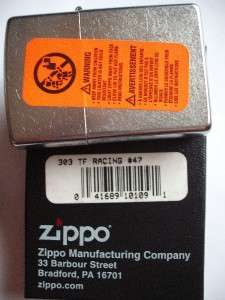 TF RACING ZIPPO CAR #47 ZIPPO LIGHTER SEALED GIFT BOX  