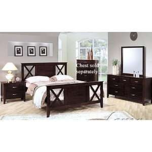  4pc Queen Size Bedroom Set Espresso Finish Furniture 