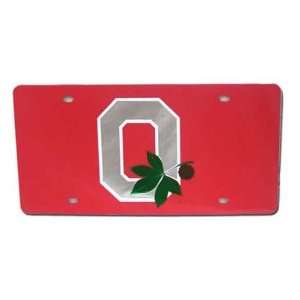  Ohio State Buckeyes Red W/Silver O & Nut Mirror License 