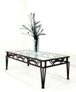 Brancusi Mid Century Modern Glass Top Coffee Table  