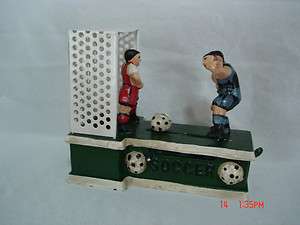 Vintage Cast Iron Mechanical Coin Bank Soccer Brand New Still In The 