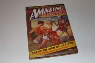 Amazing Stories Magazine Feb 1943 Edgar Rice Burroughs Skeleton Men of 