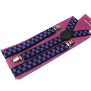  Purple and Black Checker Unisex Suspender 