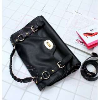   style women knit PU leather bag shoulder Tote handbag brief case Purse