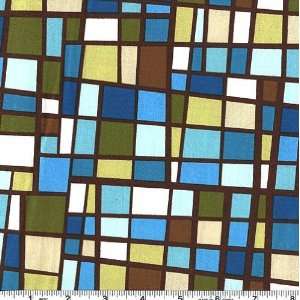  44 Wide Another Iota Mondrian Abstract Lagoon Fabric By 
