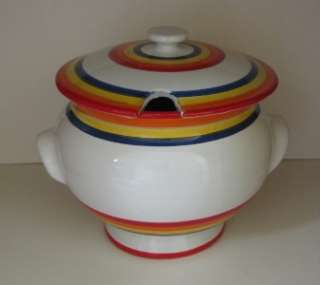 MODERNIST BRIGHT CERAMIC SOUP TUREEN SIGNED ITALY  