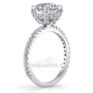 7mm Round Pave Moissanite Engagement Ring 1.70ctw  