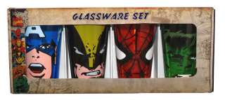 Marvel Comics Super Heroes Glassware 4 pc Pub Glass Set  