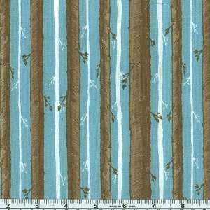 45 Wide Full Moon Forest Sycamore Stripe Turquoise Fabric By The 