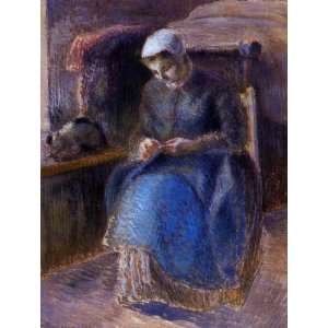  Oil Painting Woman Sewing Camille Pissarro Hand Painted 