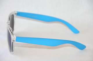 Wayfarer Sunglasses clear neon blue blue Mirror Shades Large Retro 