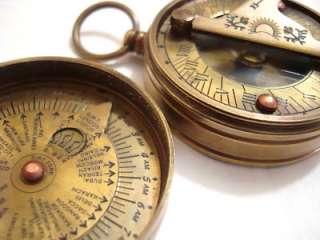 Brass Sundial Compass   Dollond London Pocket Sundial  