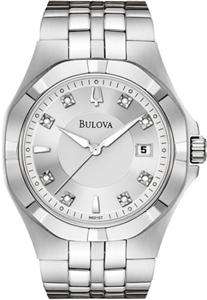 Bulova 96D107 Summerfield Collection Genuine Diamond Dial Stainless 