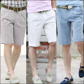 Men summer cool thin solid knee length shorts Flanging Casual shorts 